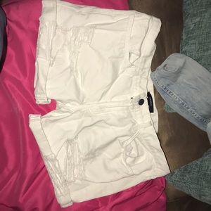 White distressed shorts